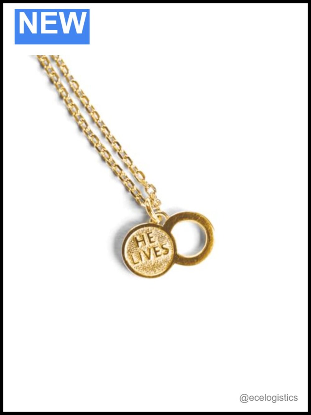 925 Sterling Silver Gold Plated Empty Tomb Pendant Necklace 19.5" Christian